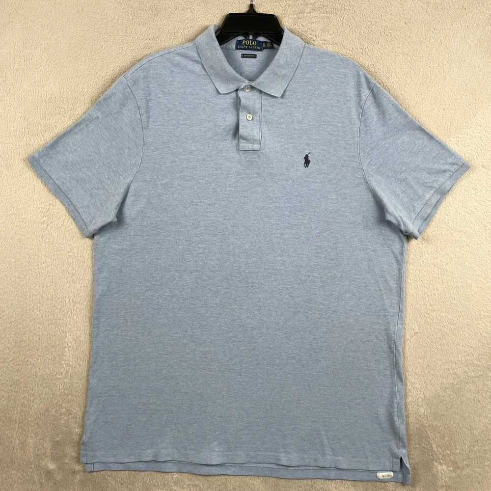 Polo Ralph Lauren Shirt Mens XL Blue Black Pony Classic Fit Short Sleeve Office